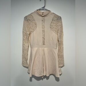 She + Sky Lace Detail Romper in Cream